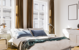 Airbnb Bedroom With Striped Rug 600X600